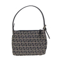 FENDI Zucchino Canvas Hand Bag Navy Silver 86178