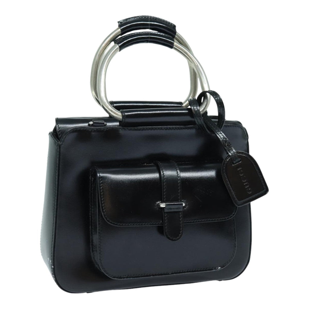 GUCCI Hand Bag Enamel 2way Black Silver 000 2858 0308 5 86179