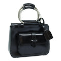GUCCI Hand Bag Enamel 2way Black Silver 000 2858 0308 5 86179