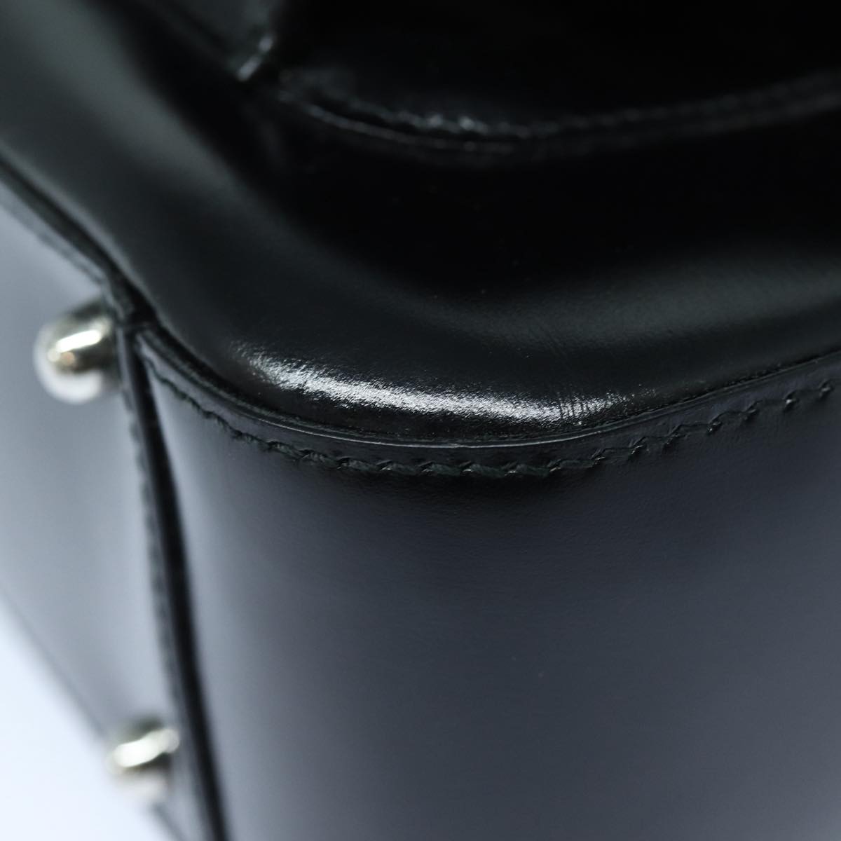 GUCCI Hand Bag Enamel 2way Black Silver 000 2858 0308 5 86179