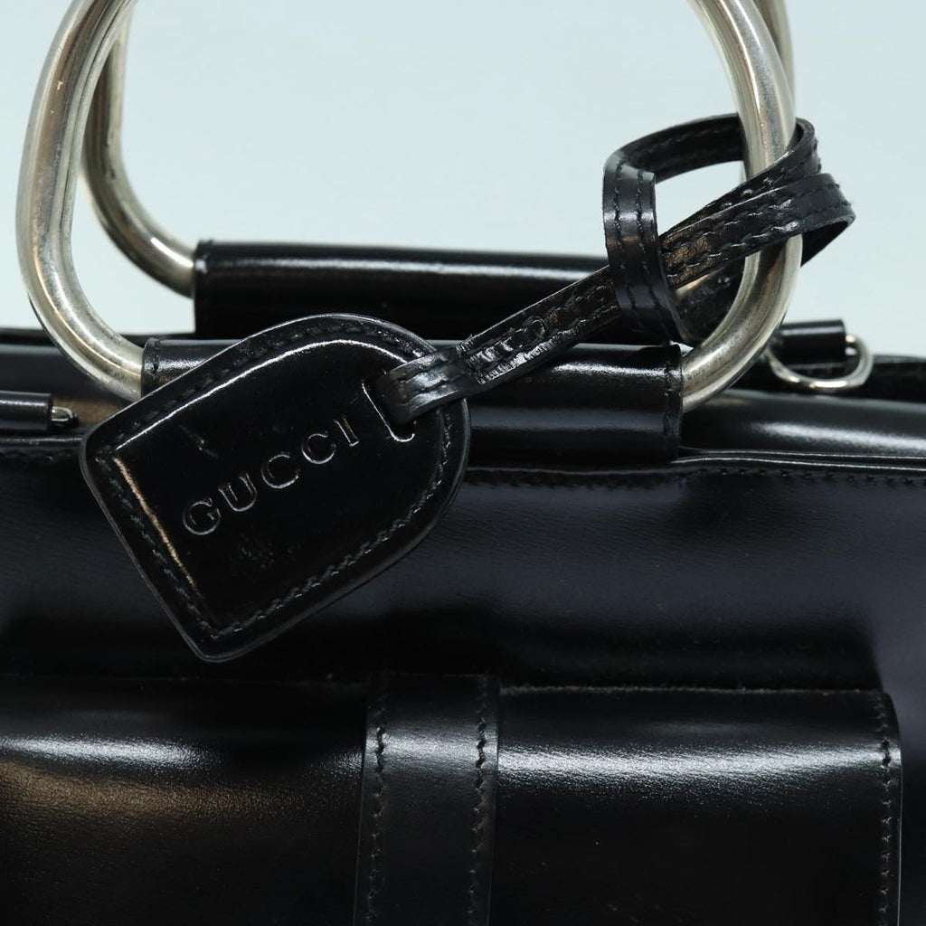 GUCCI Hand Bag Enamel 2way Black Silver 000 2858 0308 5 86179
