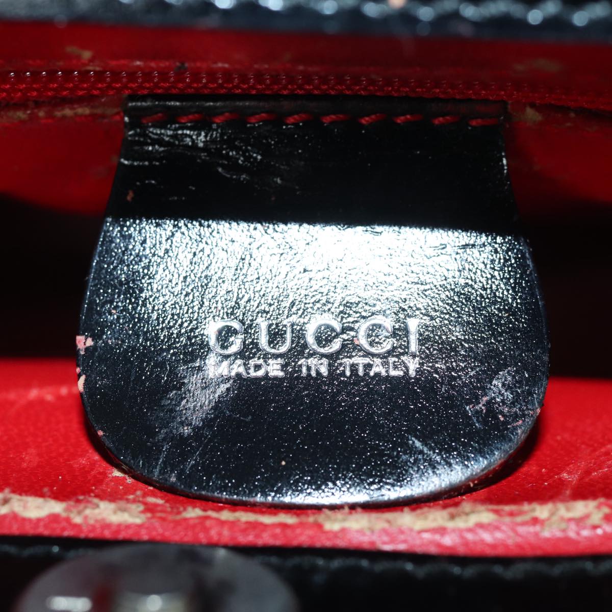 GUCCI Hand Bag Enamel 2way Black Silver 000 2858 0308 5 86179