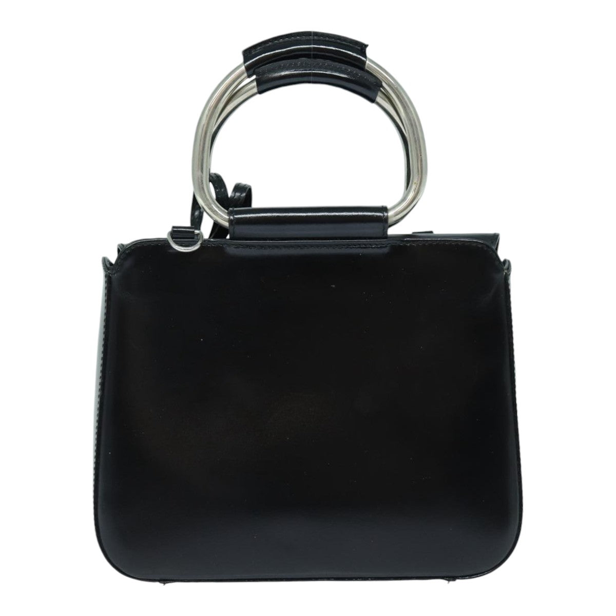 GUCCI Hand Bag Enamel 2way Black Silver 000 2858 0308 5 86179