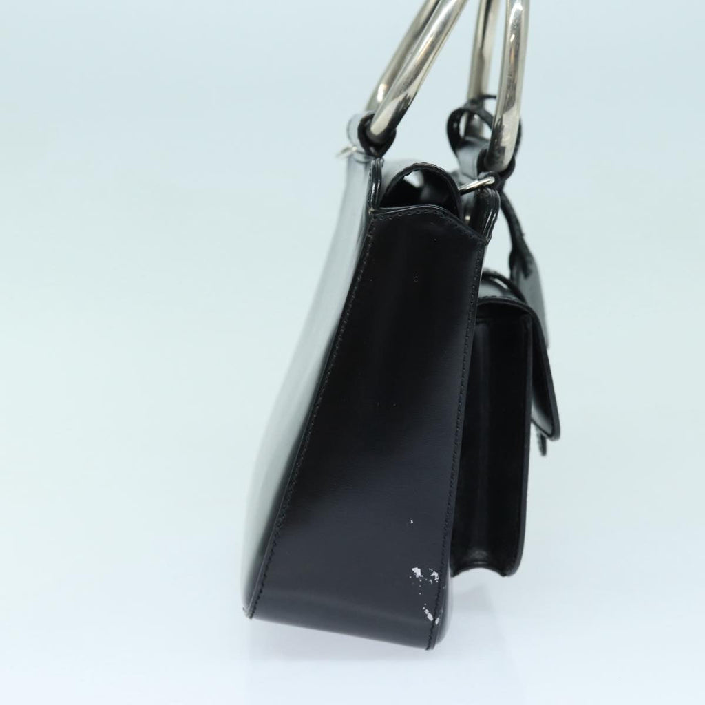 GUCCI Hand Bag Enamel 2way Black Silver 000 2858 0308 5 86179