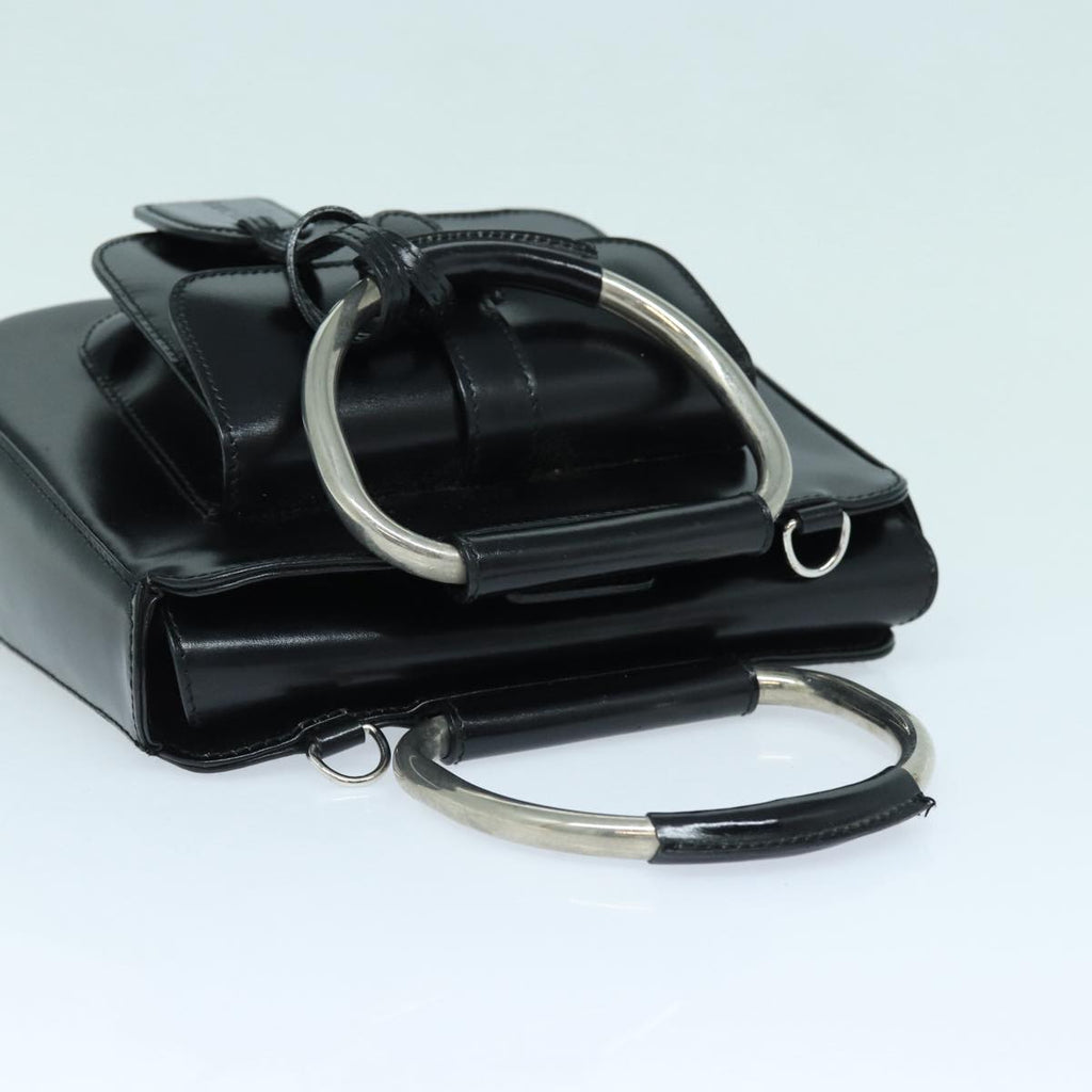 GUCCI Hand Bag Enamel 2way Black Silver 000 2858 0308 5 86179
