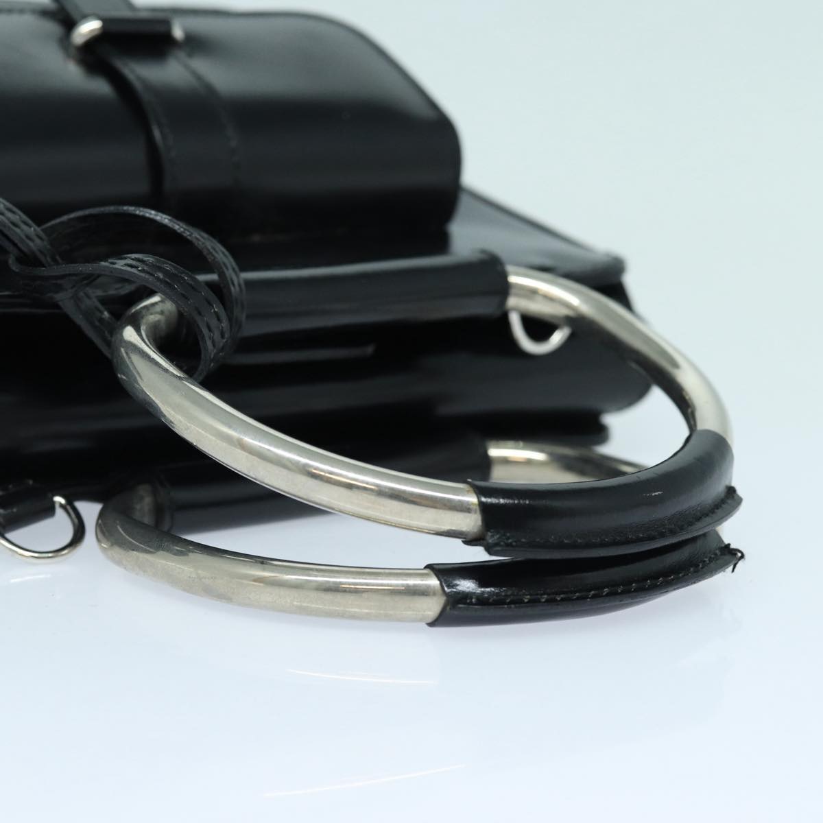 GUCCI Hand Bag Enamel 2way Black Silver 000 2858 0308 5 86179