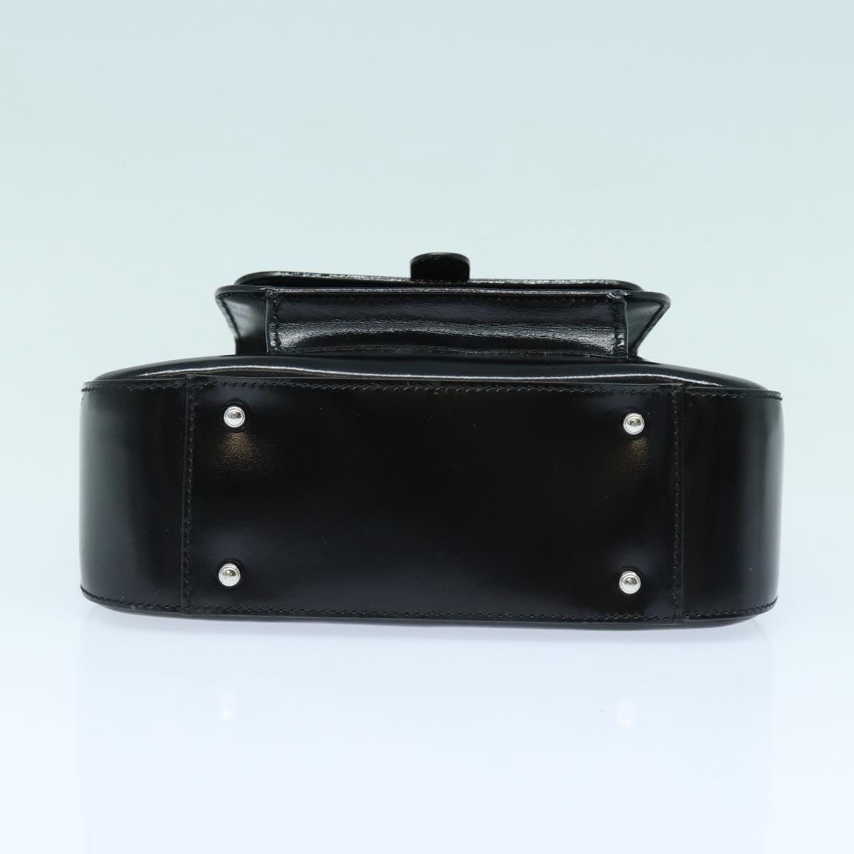 GUCCI Hand Bag Enamel 2way Black Silver 000 2858 0308 5 86179