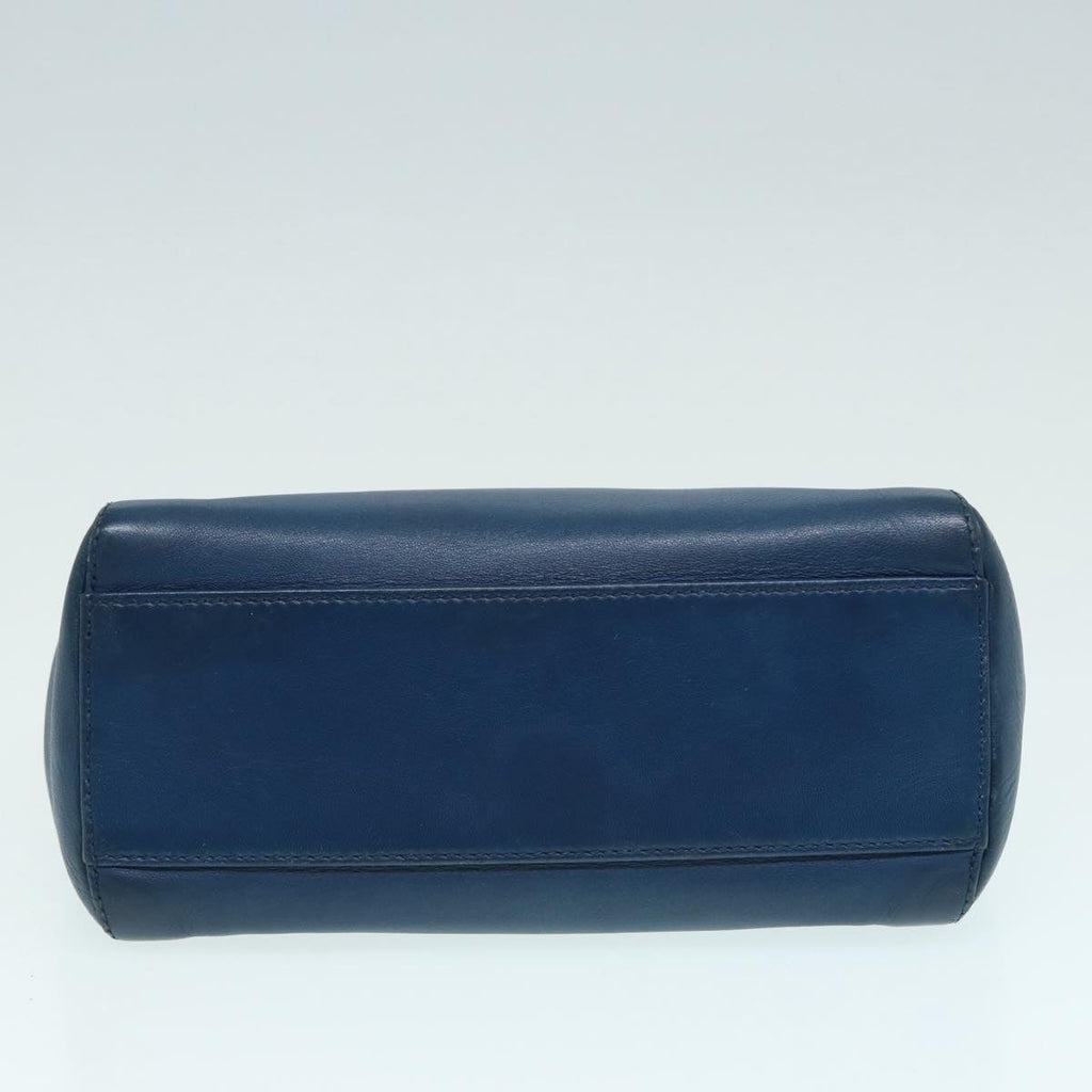 FENDI Mini Peek A Boo Hand Bag Leather 2way Blue Gold 86182