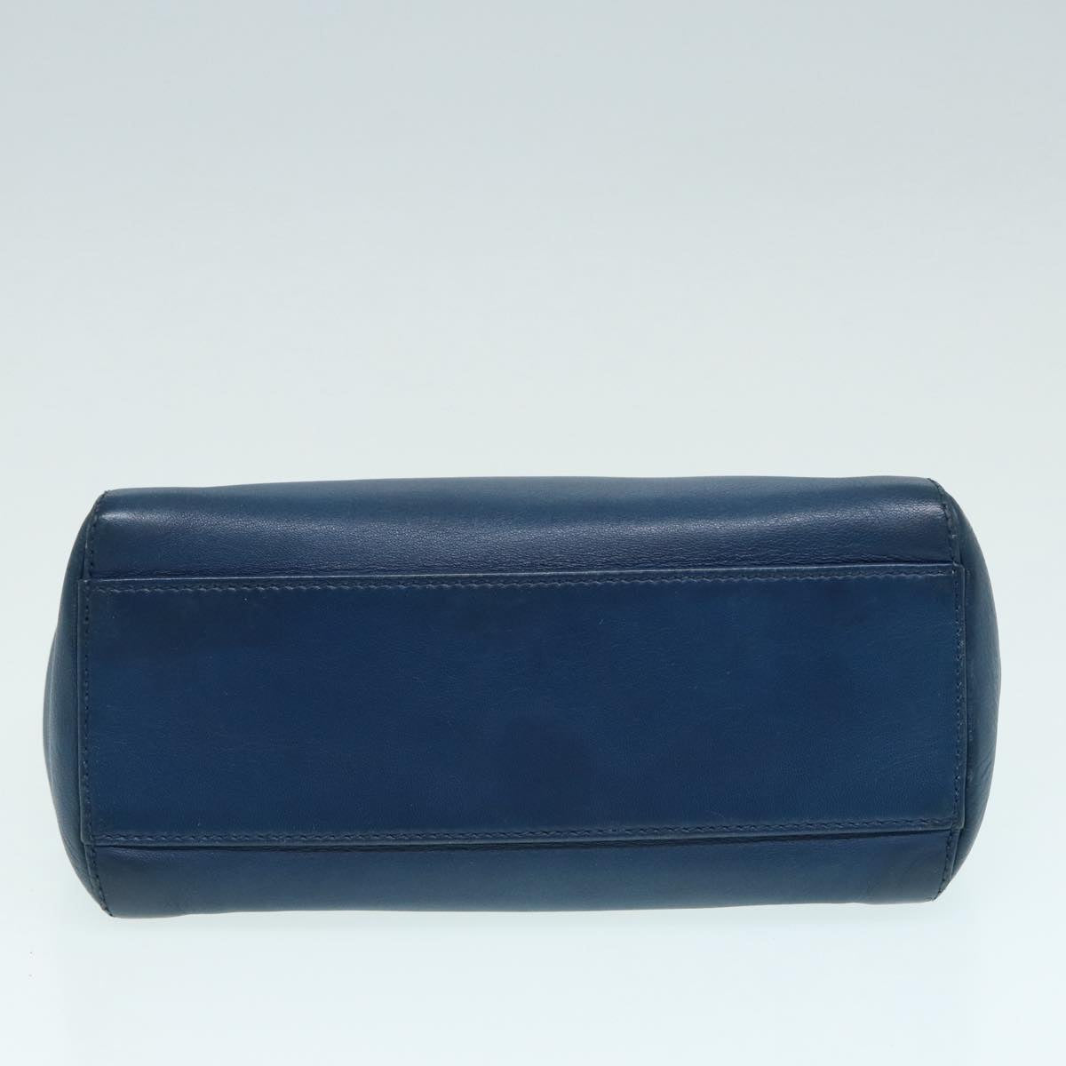 FENDI Mini Peek A Boo Hand Bag Leather 2way Blue Gold 86182