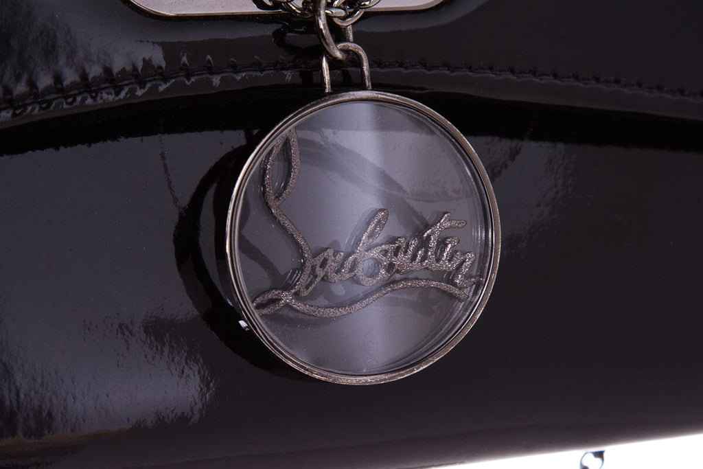 Christian Louboutin Black Patent Logo Medallion Clutch