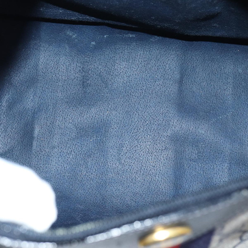 GUCCI GG Supreme Sherry Line Boston Bag PVC Navy Red gold 39 02 007 86217