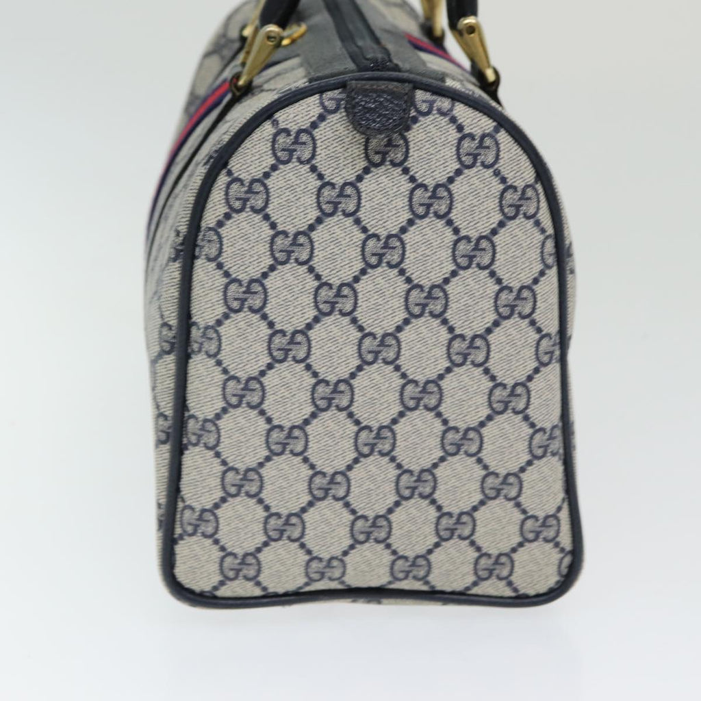 GUCCI GG Supreme Sherry Line Boston Bag PVC Navy Red gold 39 02 007 86217