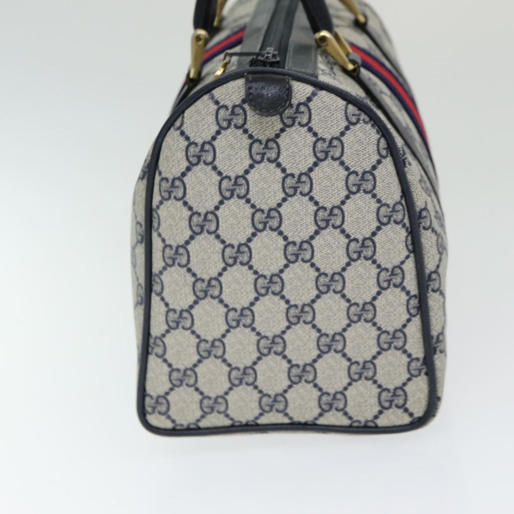 GUCCI GG Supreme Sherry Line Boston Bag PVC Navy Red gold 39 02 007 86217