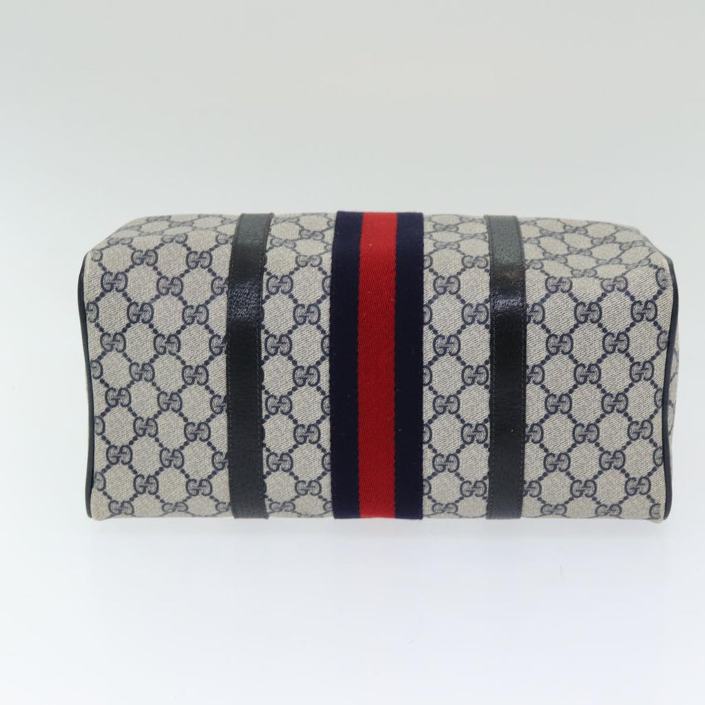 GUCCI GG Supreme Sherry Line Boston Bag PVC Navy Red gold 39 02 007 86217