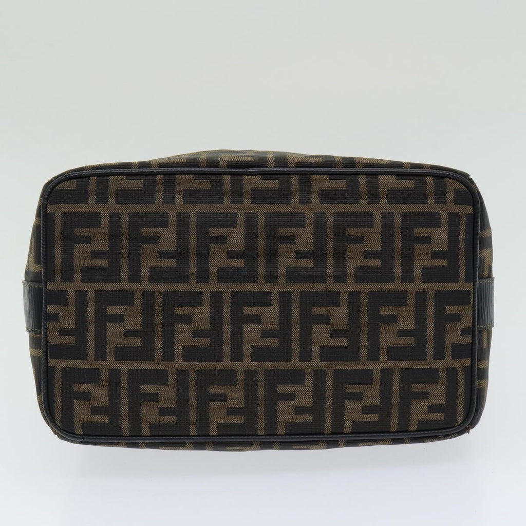 FENDI Zucca Canvas Vanity Pouch Brown Black gold 86218