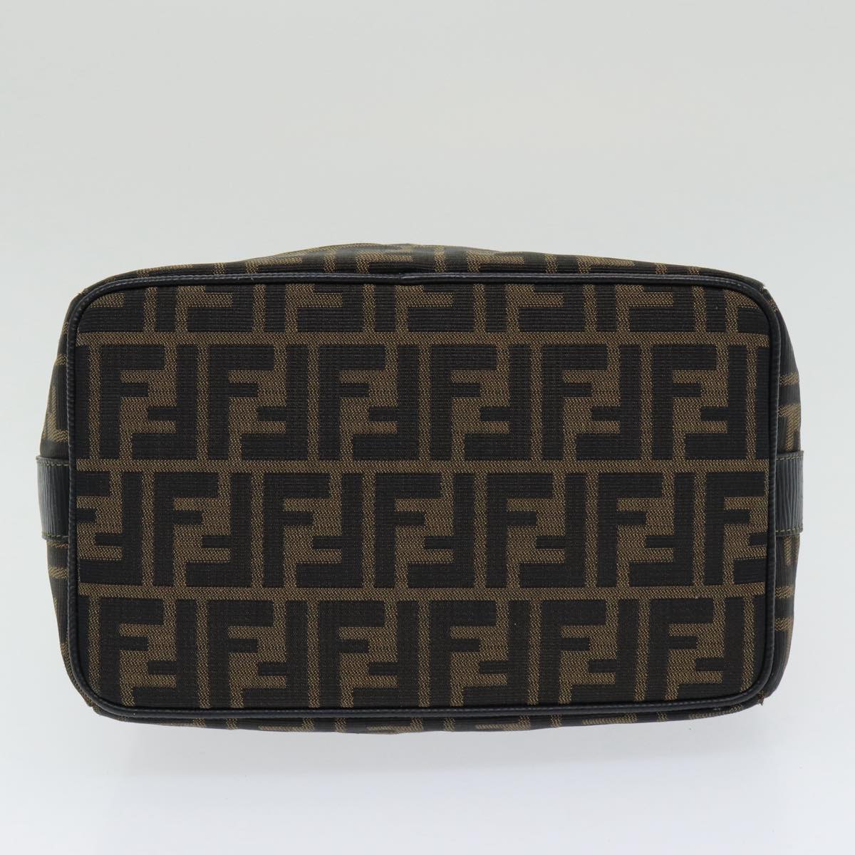 FENDI Zucca Canvas Vanity Pouch Brown Black gold 86218