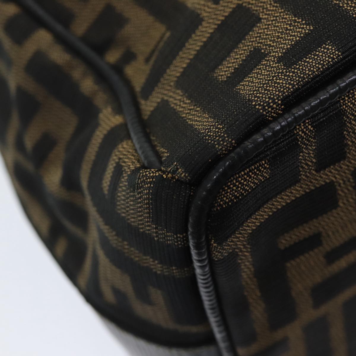 FENDI Zucca Canvas Vanity Pouch Brown Black gold 86218