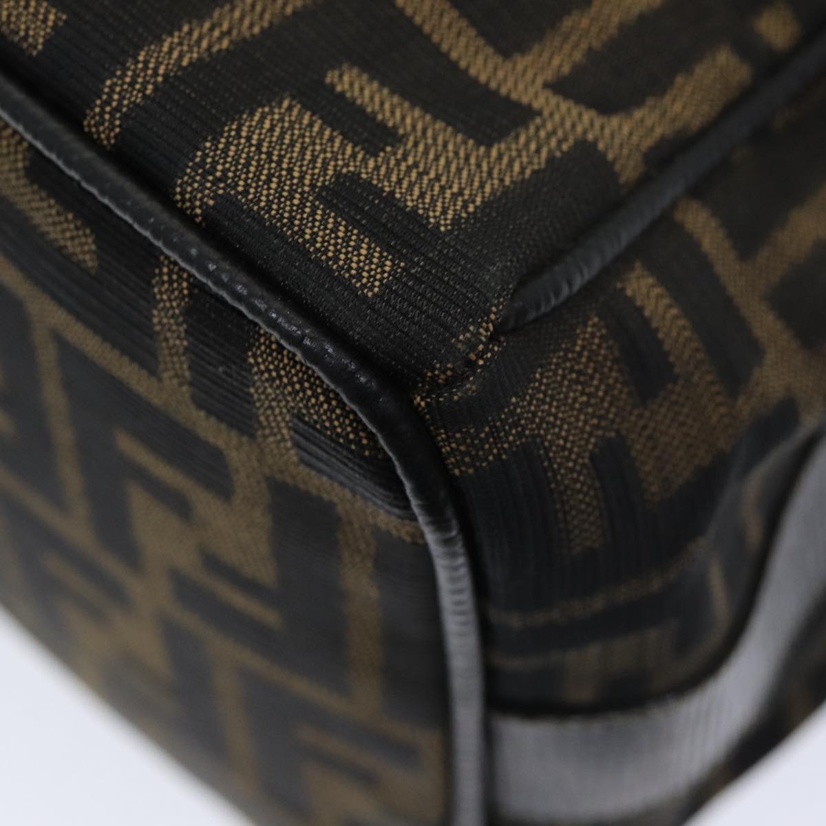 FENDI Zucca Canvas Vanity Pouch Brown Black gold 86218