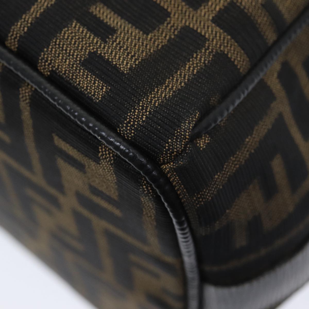 FENDI Zucca Canvas Vanity Pouch Brown Black gold 86218