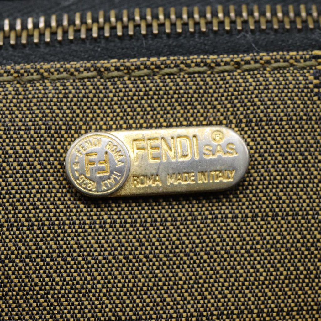 FENDI Zucca Canvas Vanity Pouch Brown Black gold 86218