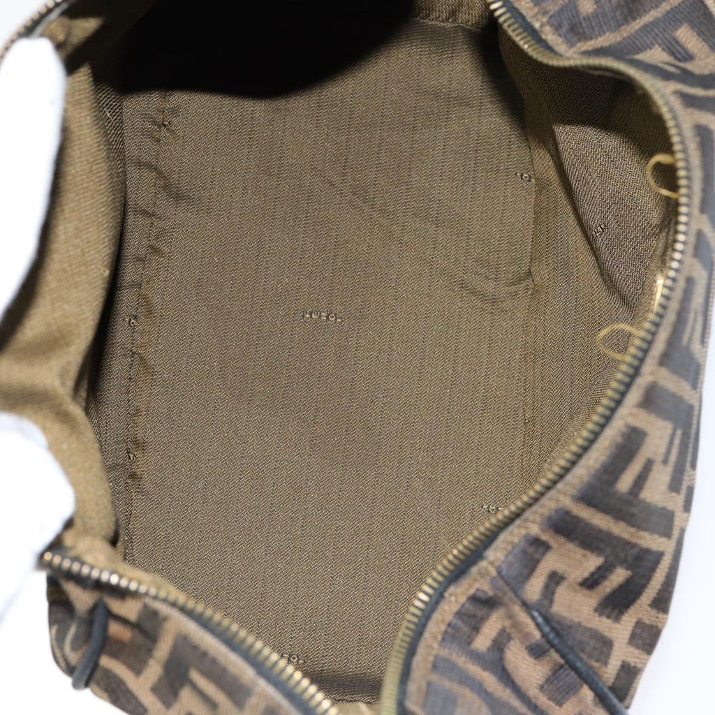 FENDI Zucca Canvas Vanity Pouch Brown Black gold 86218