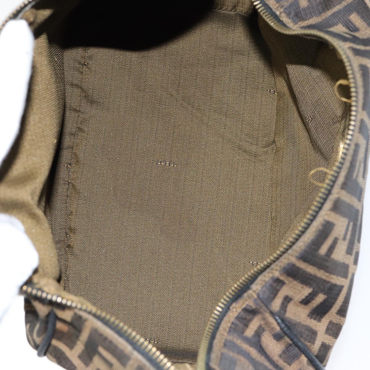 FENDI Zucca Canvas Vanity Pouch Brown Black gold 86218