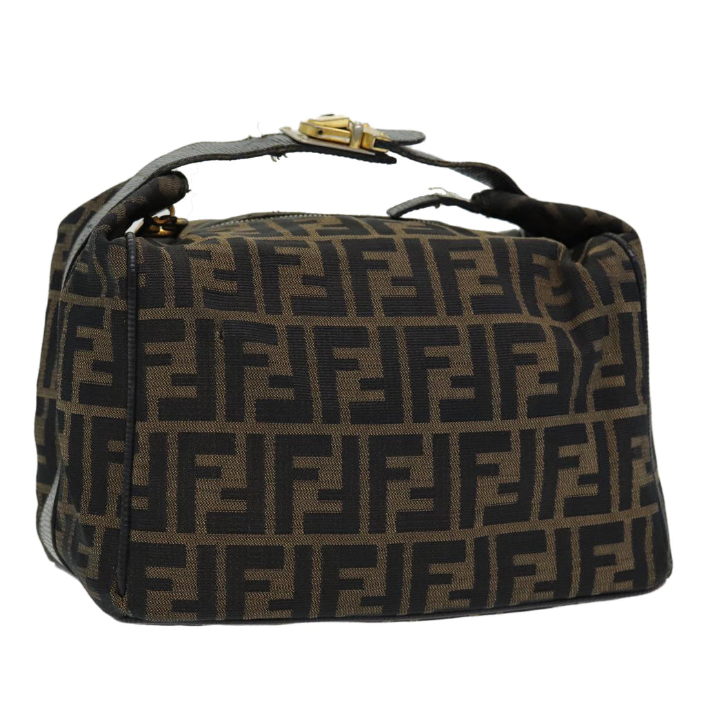 FENDI Zucca Canvas Vanity Pouch Brown Black gold 86218