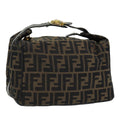 FENDI Zucca Canvas Vanity Pouch Brown Black gold 86218
