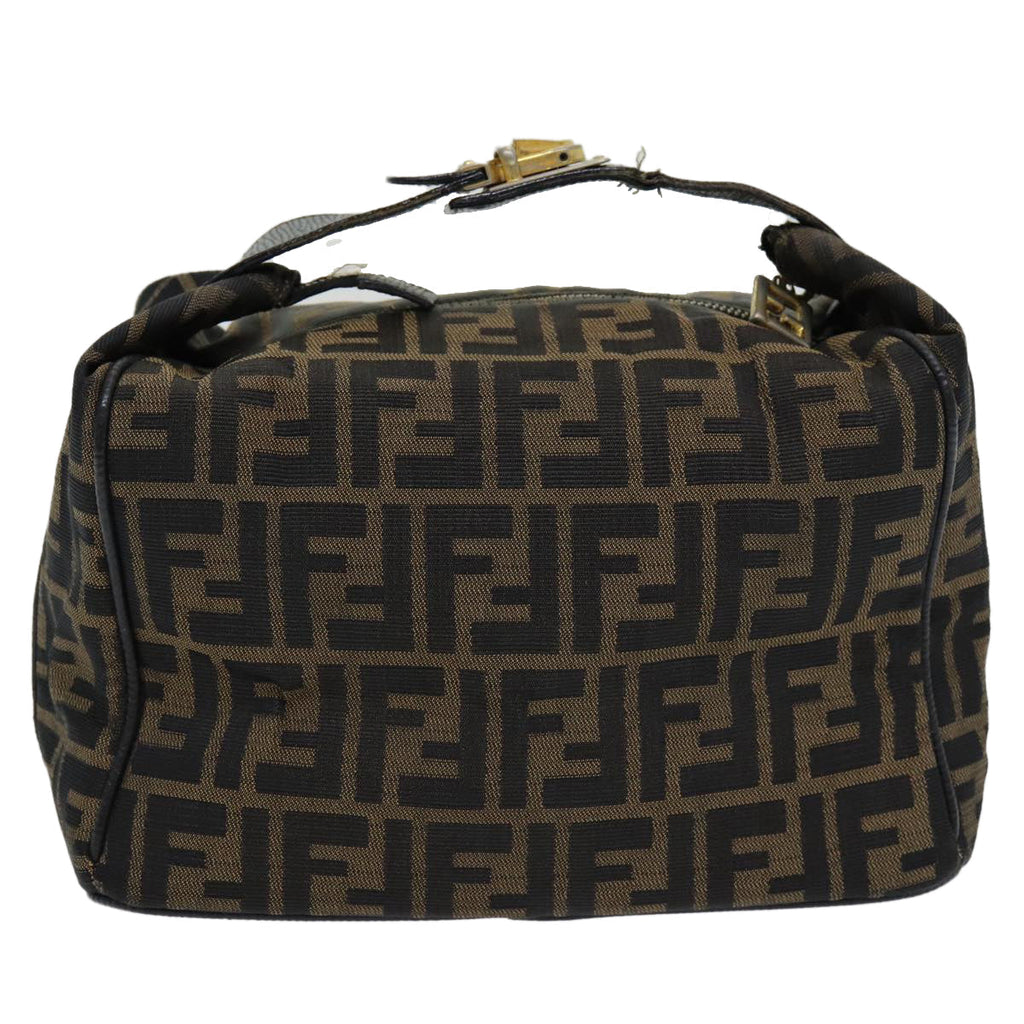 FENDI Zucca Canvas Vanity Pouch Brown Black gold 86218
