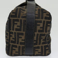 FENDI Zucca Canvas Vanity Pouch Brown Black gold 86218