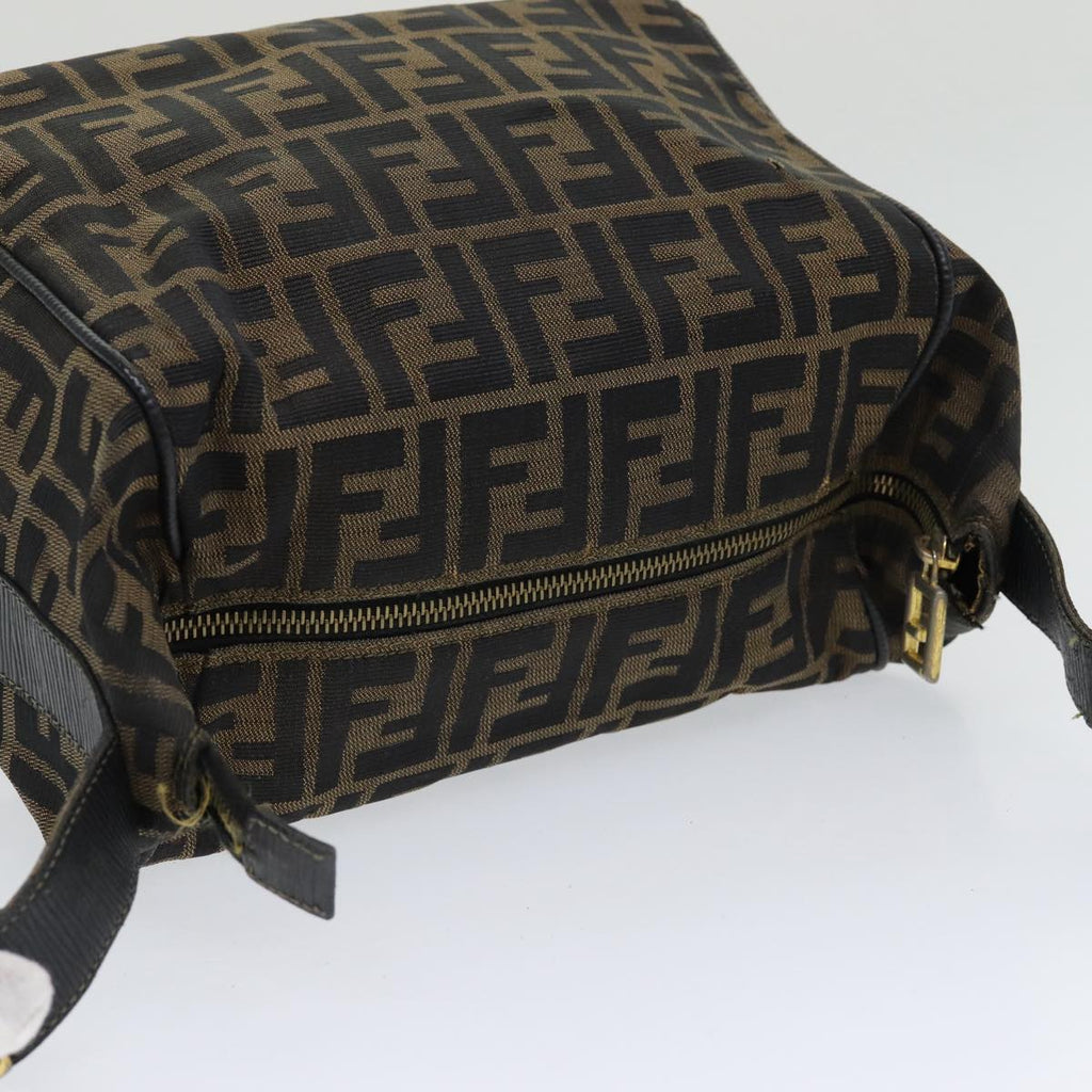 FENDI Zucca Canvas Vanity Pouch Brown Black gold 86218