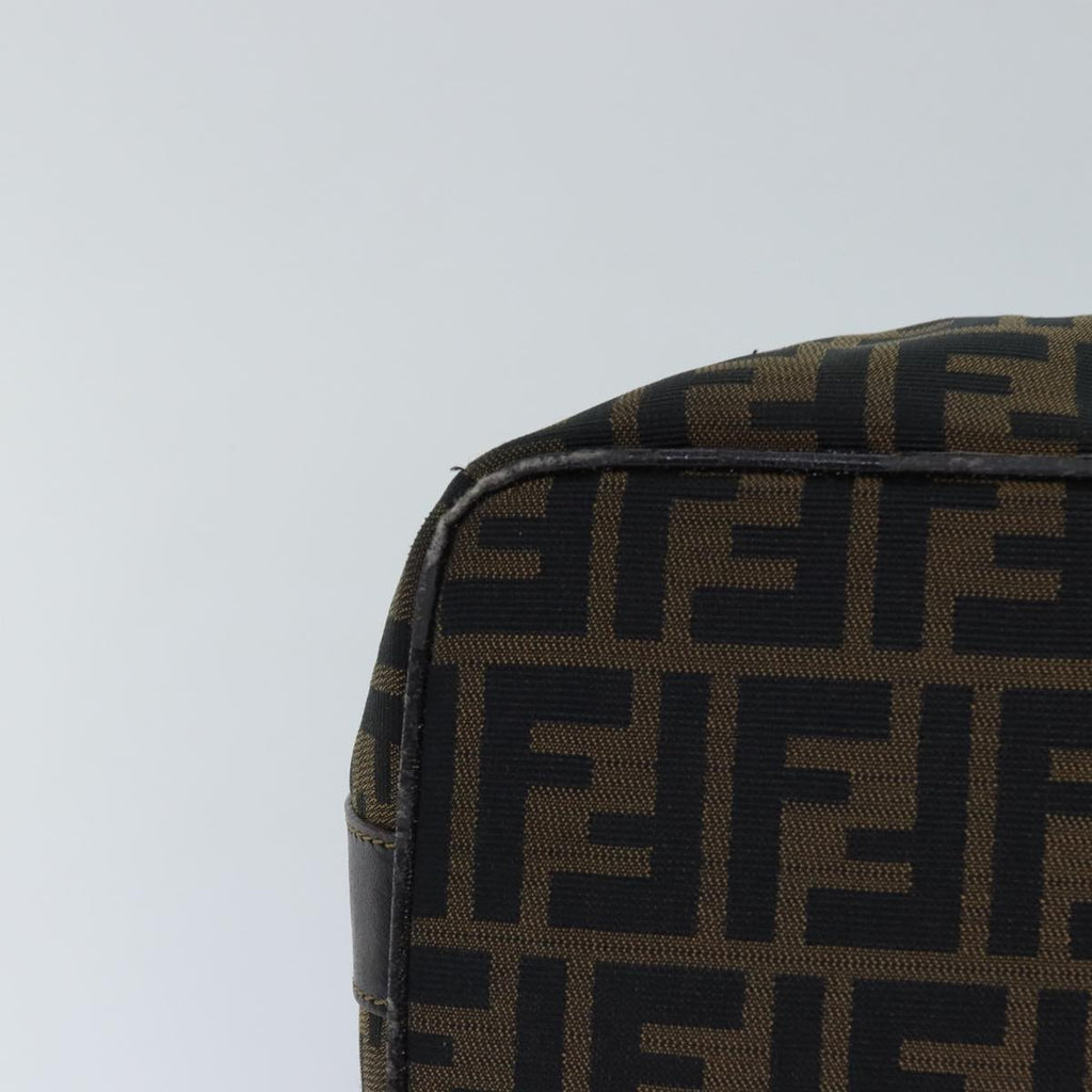 FENDI Zucca Canvas Vanity Pouch Brown Black gold 86247