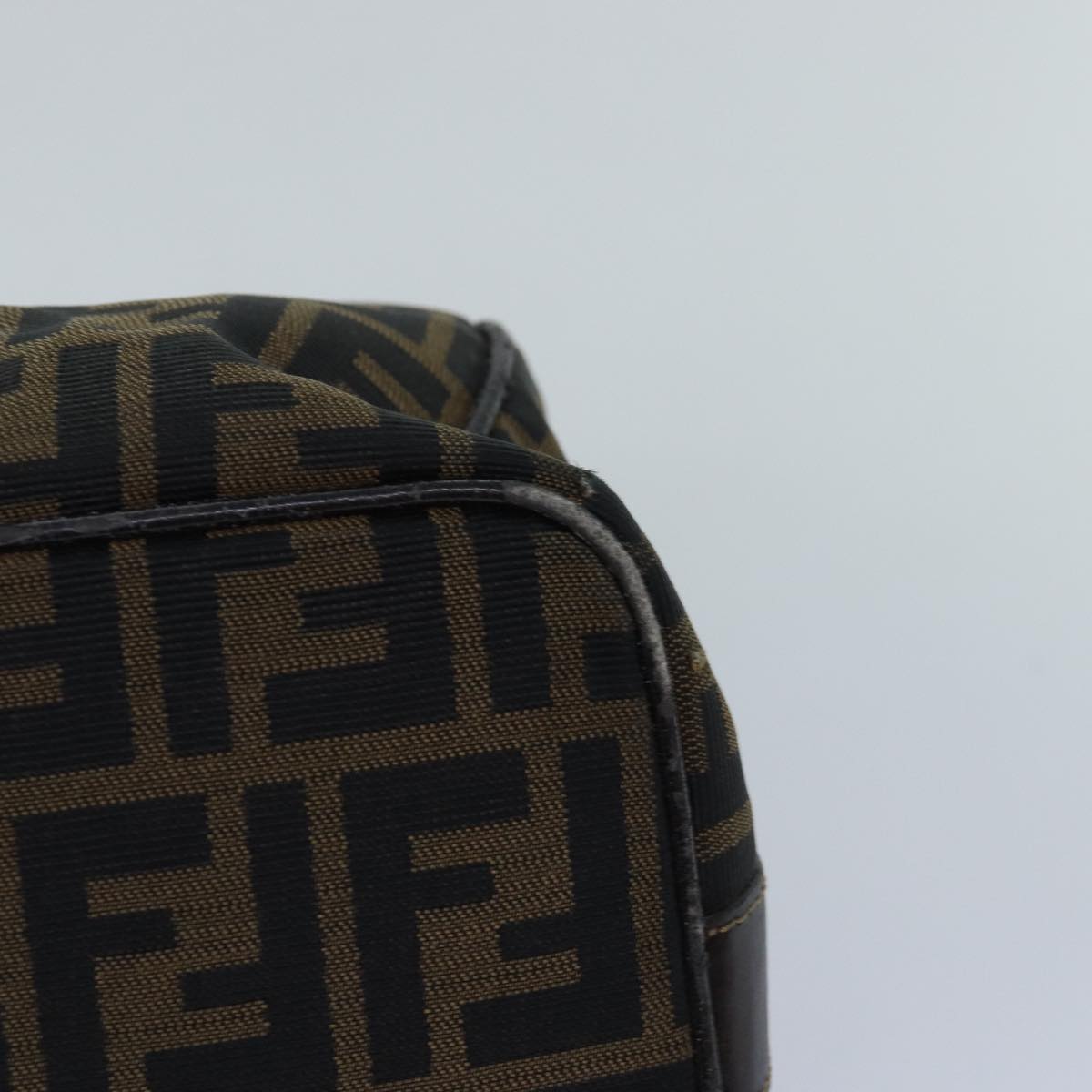 FENDI Zucca Canvas Vanity Pouch Brown Black gold 86247