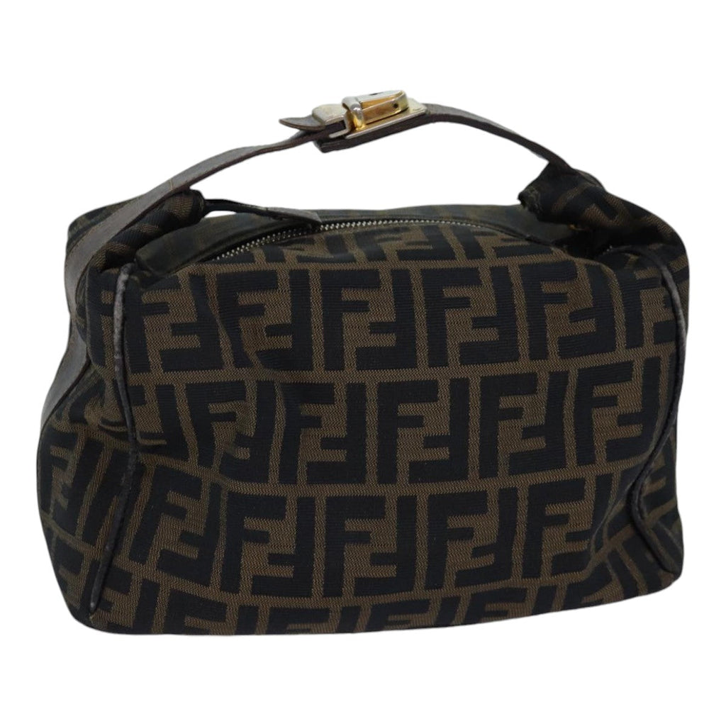 FENDI Zucca Canvas Vanity Pouch Brown Black gold 86247