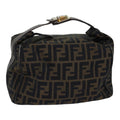 FENDI Zucca Canvas Vanity Pouch Brown Black gold 86247