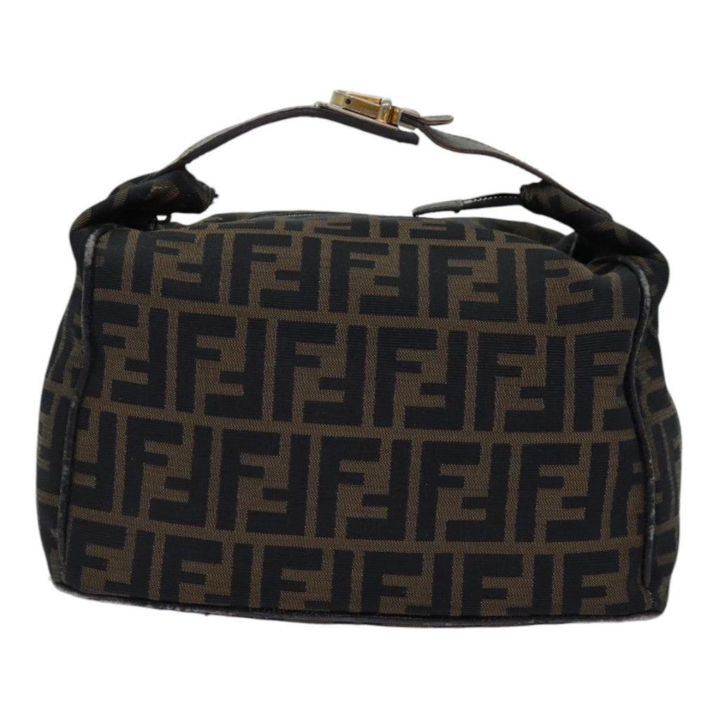 FENDI Zucca Canvas Vanity Pouch Brown Black gold 86247