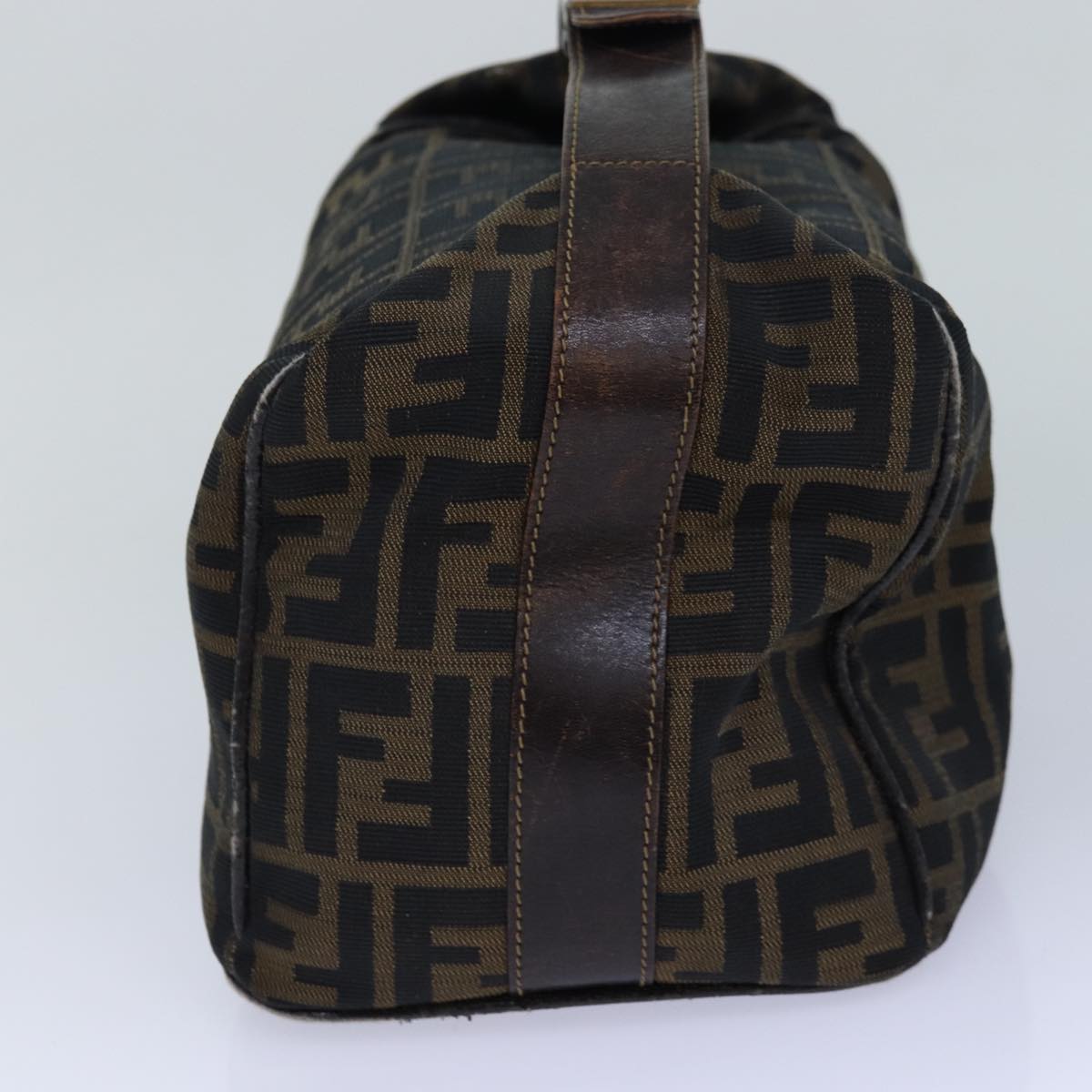 FENDI Zucca Canvas Vanity Pouch Brown Black gold 86247