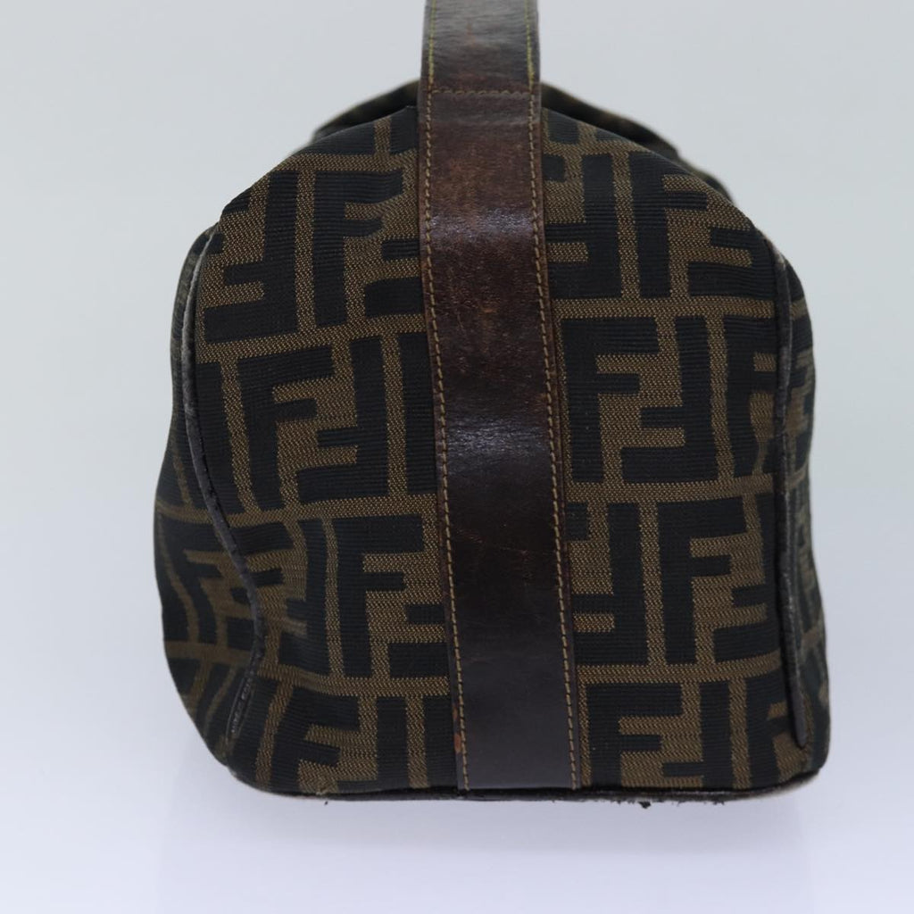 FENDI Zucca Canvas Vanity Pouch Brown Black gold 86247