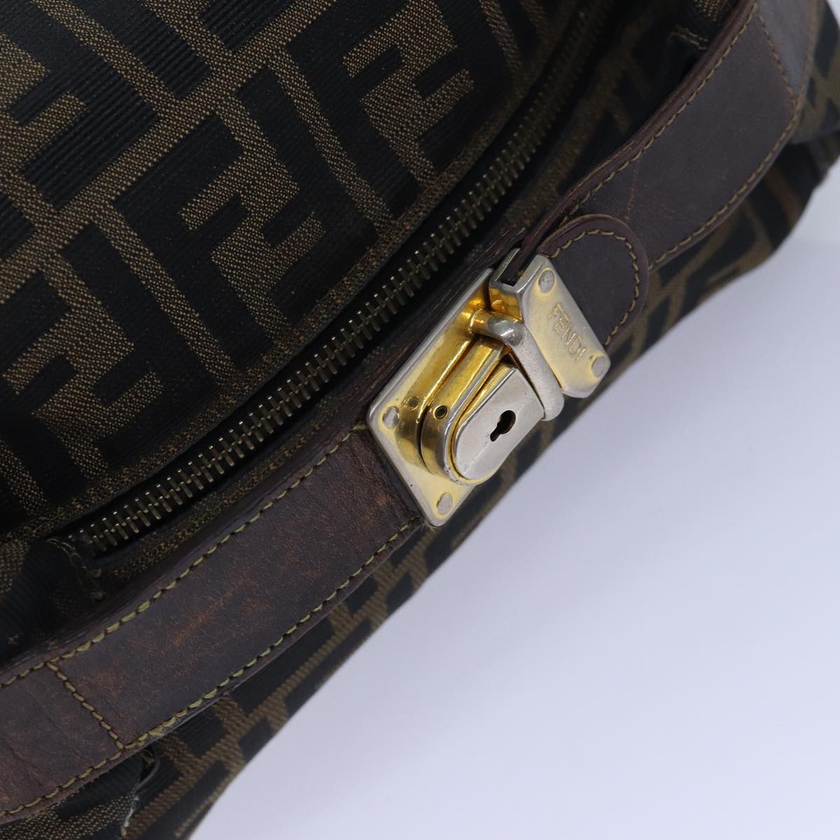 FENDI Zucca Canvas Vanity Pouch Brown Black gold 86247