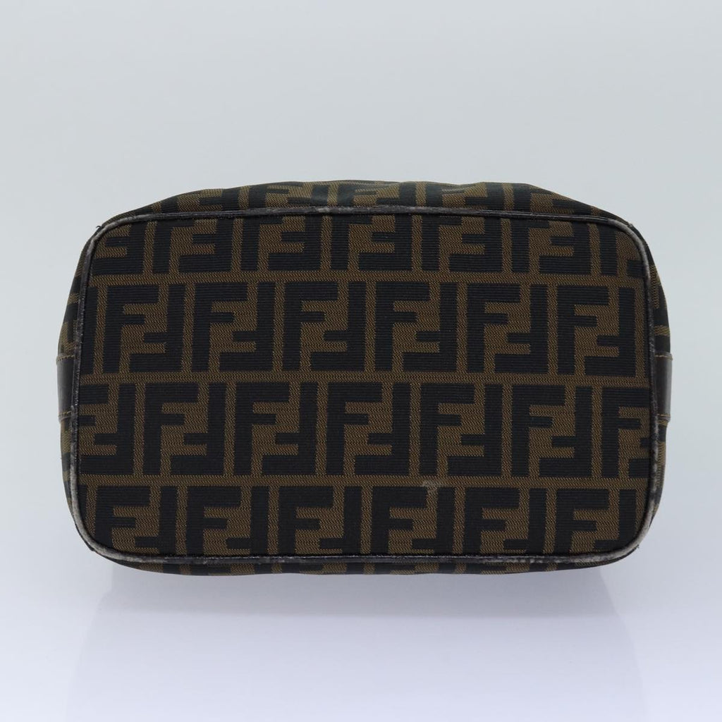FENDI Zucca Canvas Vanity Pouch Brown Black gold 86247