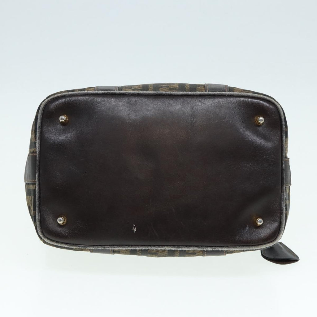 FENDI Zucca Canvas Hand Bag Brown Black gold 86248