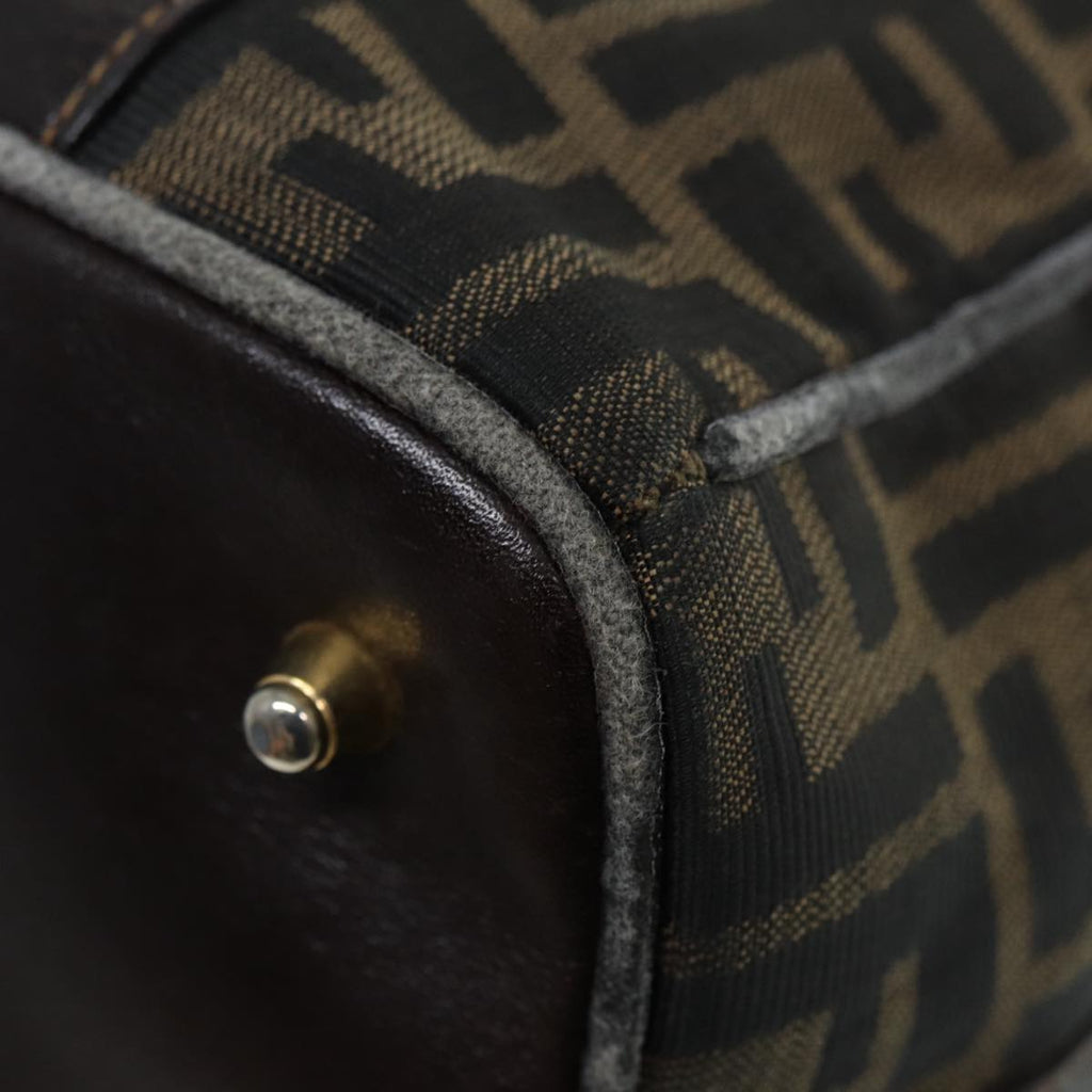 FENDI Zucca Canvas Hand Bag Brown Black gold 86248