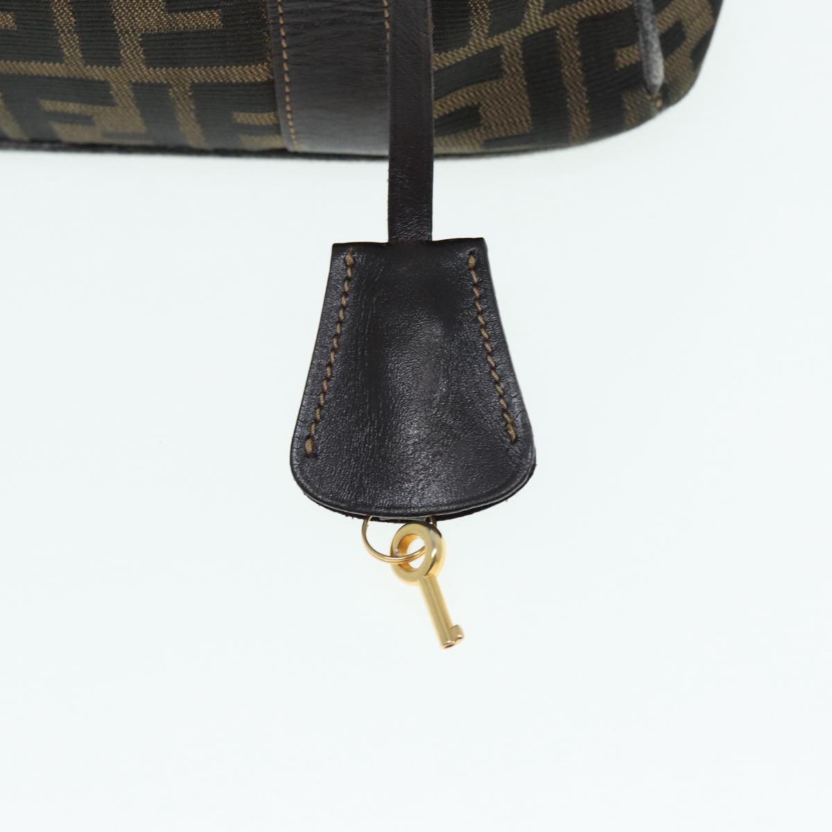 FENDI Zucca Canvas Hand Bag Brown Black gold 86248