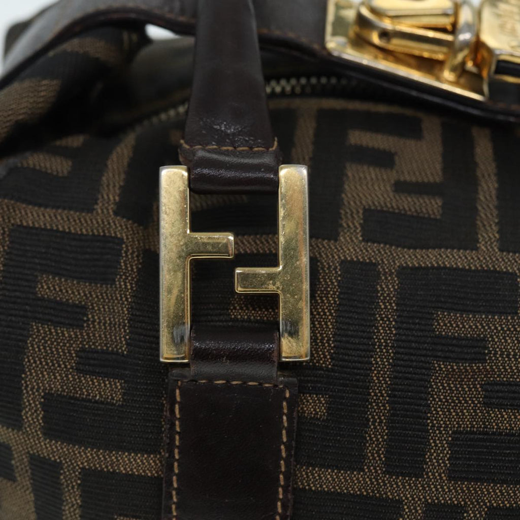 FENDI Zucca Canvas Hand Bag Brown Black gold 86248