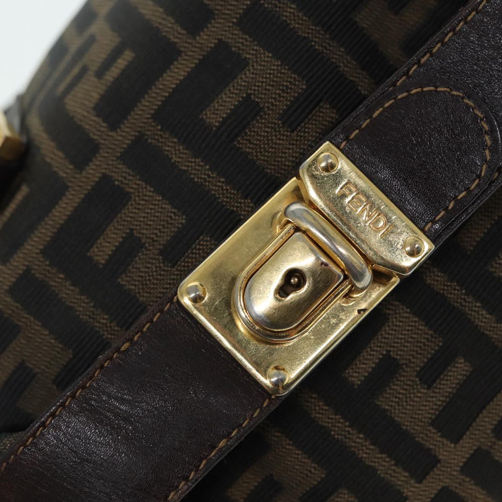 FENDI Zucca Canvas Hand Bag Brown Black gold 86248