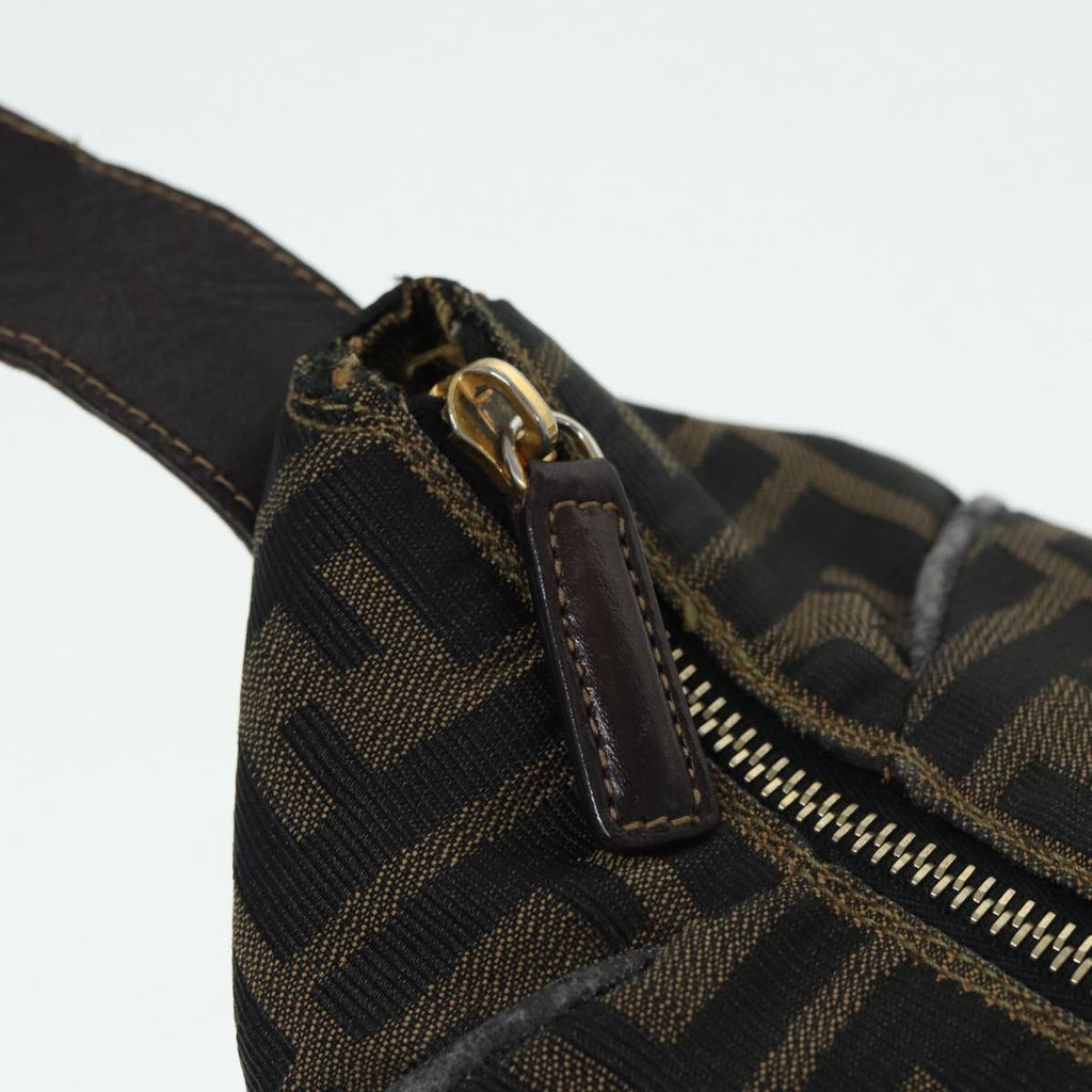 FENDI Zucca Canvas Hand Bag Brown Black gold 86248