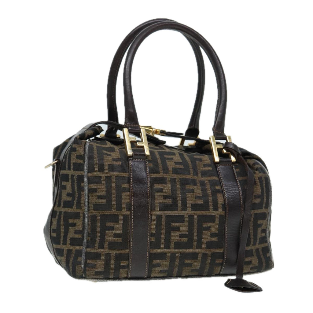 FENDI Zucca Canvas Hand Bag Brown Black gold 86248