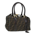 FENDI Zucca Canvas Hand Bag Brown Black gold 86248