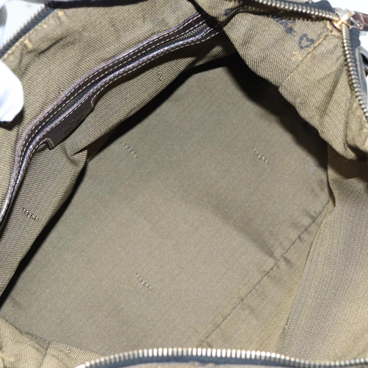 FENDI Zucca Canvas Hand Bag Brown Black gold 86248
