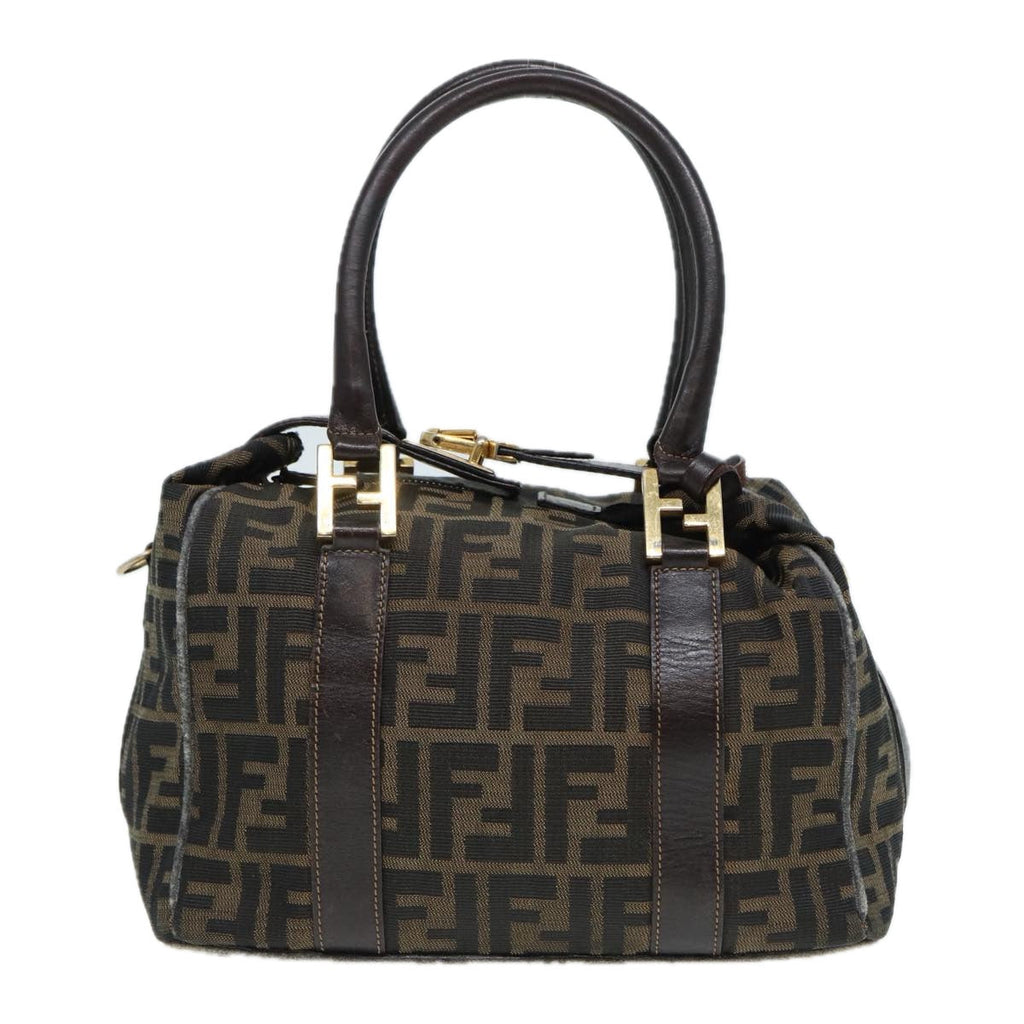 FENDI Zucca Canvas Hand Bag Brown Black gold 86248